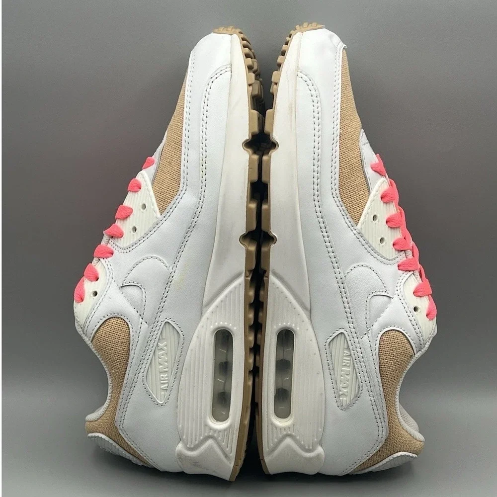 2020 Nike Air Max 90 White and Brown Burlap Retro‎ Shoes - Men's Size 9 USED